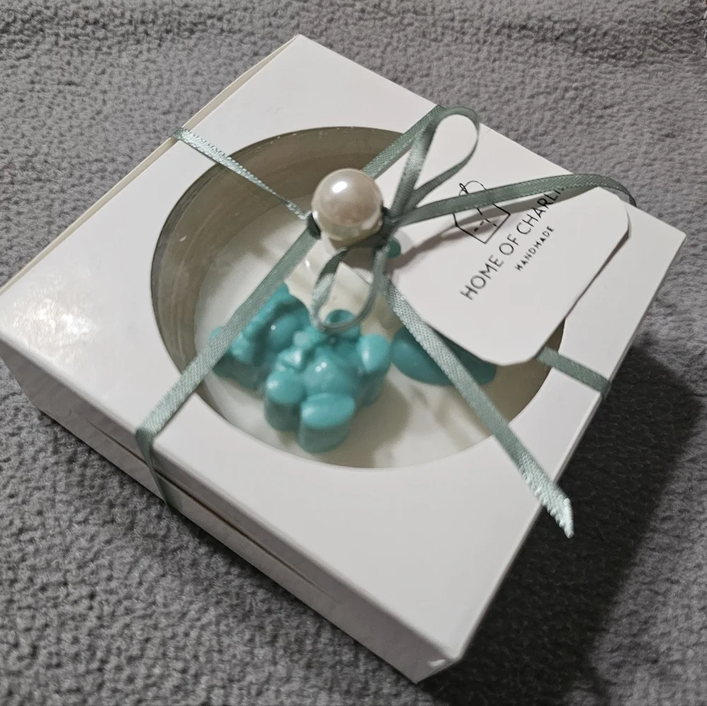 6 Handmade Teal Green Baby Shower Gender Reveal Scented Candle Party Giveaways